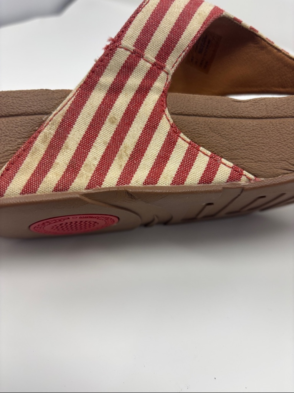 Striped Red and Cream Thong Sandals - Women fitflop 7 - Picture 8 of 8